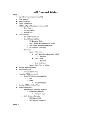 Introduction to JADE (Java Agent DEvelopment) Framework | PDF