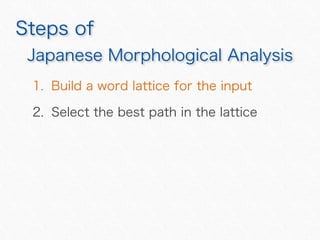 Introduction to Japanese Morphological Analysis