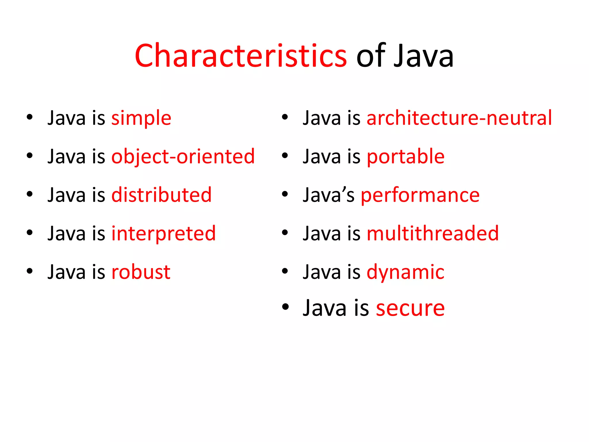Introduction to java | PPTX | Programming Languages | Computing