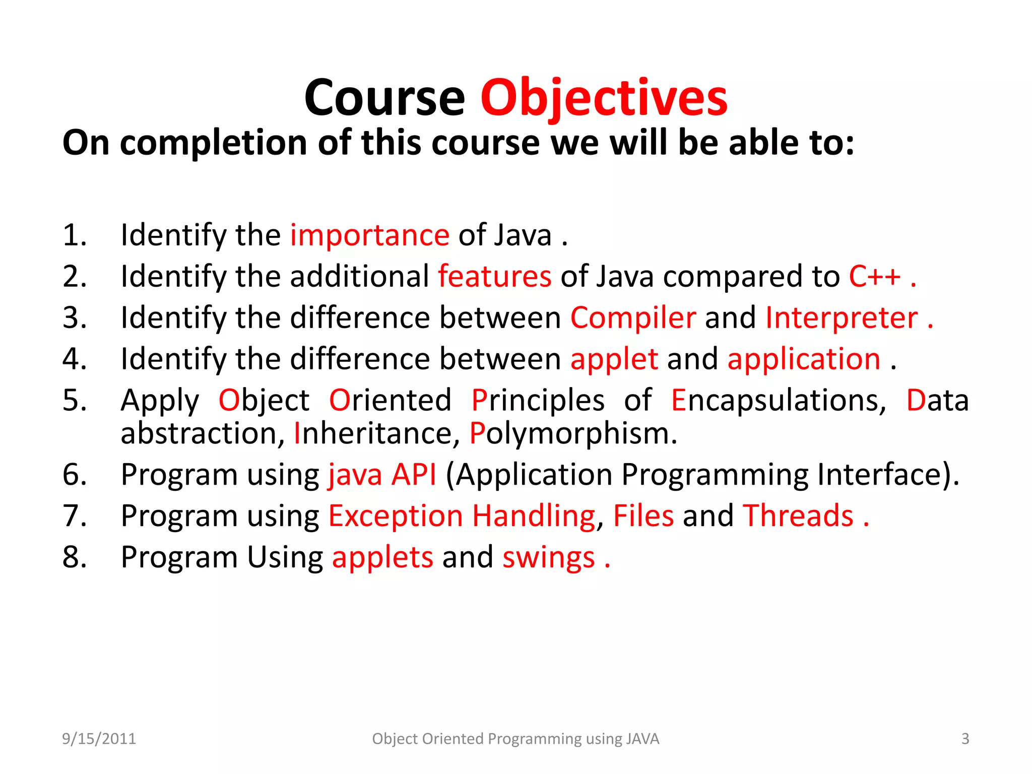 Introduction to java | PPTX | Programming Languages | Computing