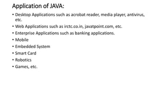 Introduction To Java history, application, features.pptx