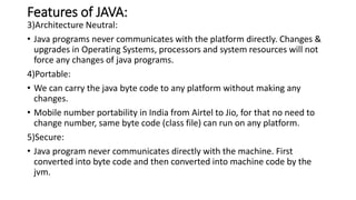 Introduction To Java history, application, features.pptx
