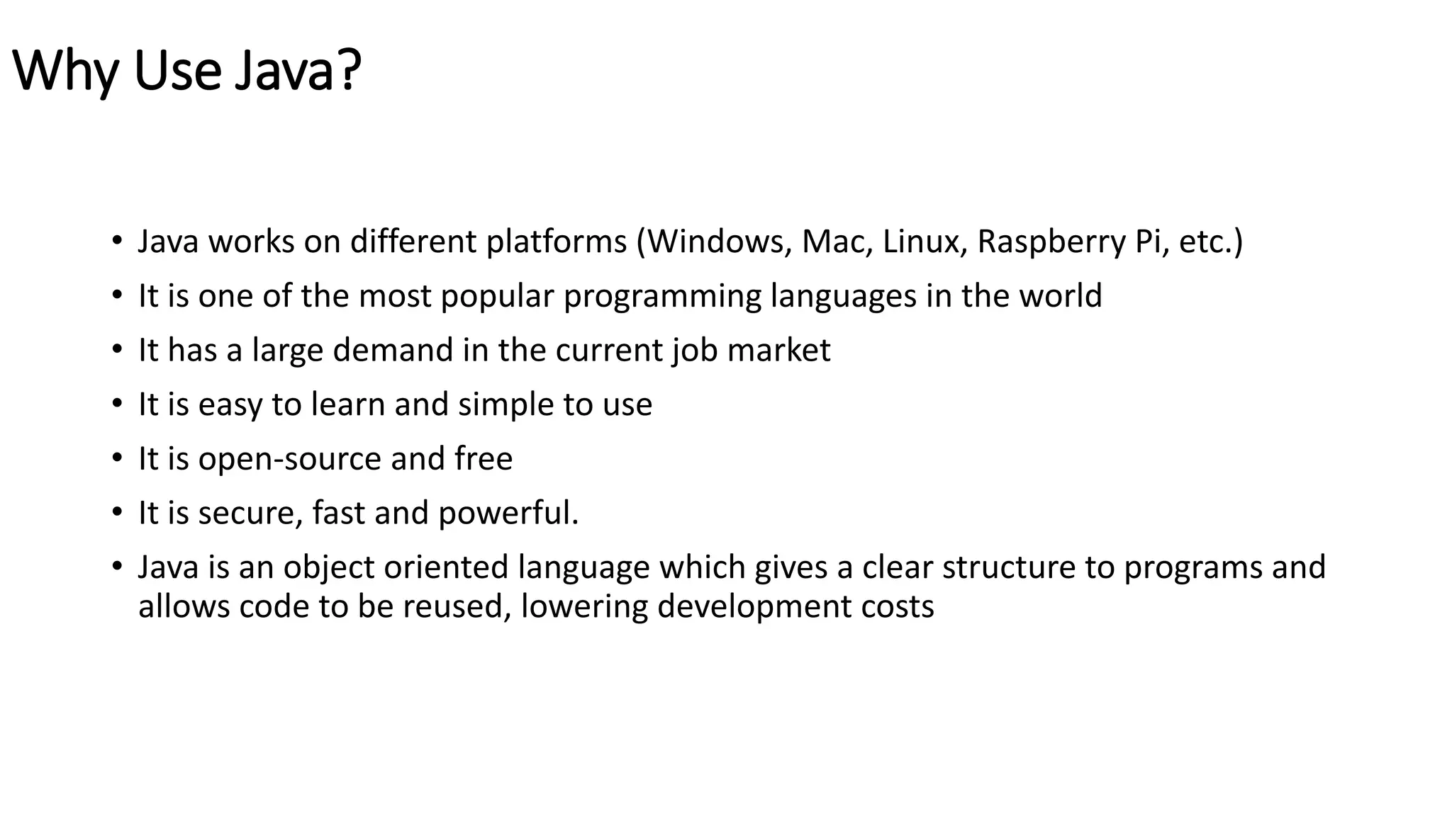 Introduction to java Programming Language | PPT