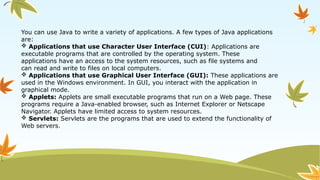 JAVA was developed by Sun Microsystems in 1991 | PPTX
