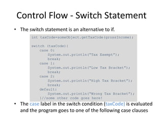 Introduction to Java
Conditionals and Loops
 