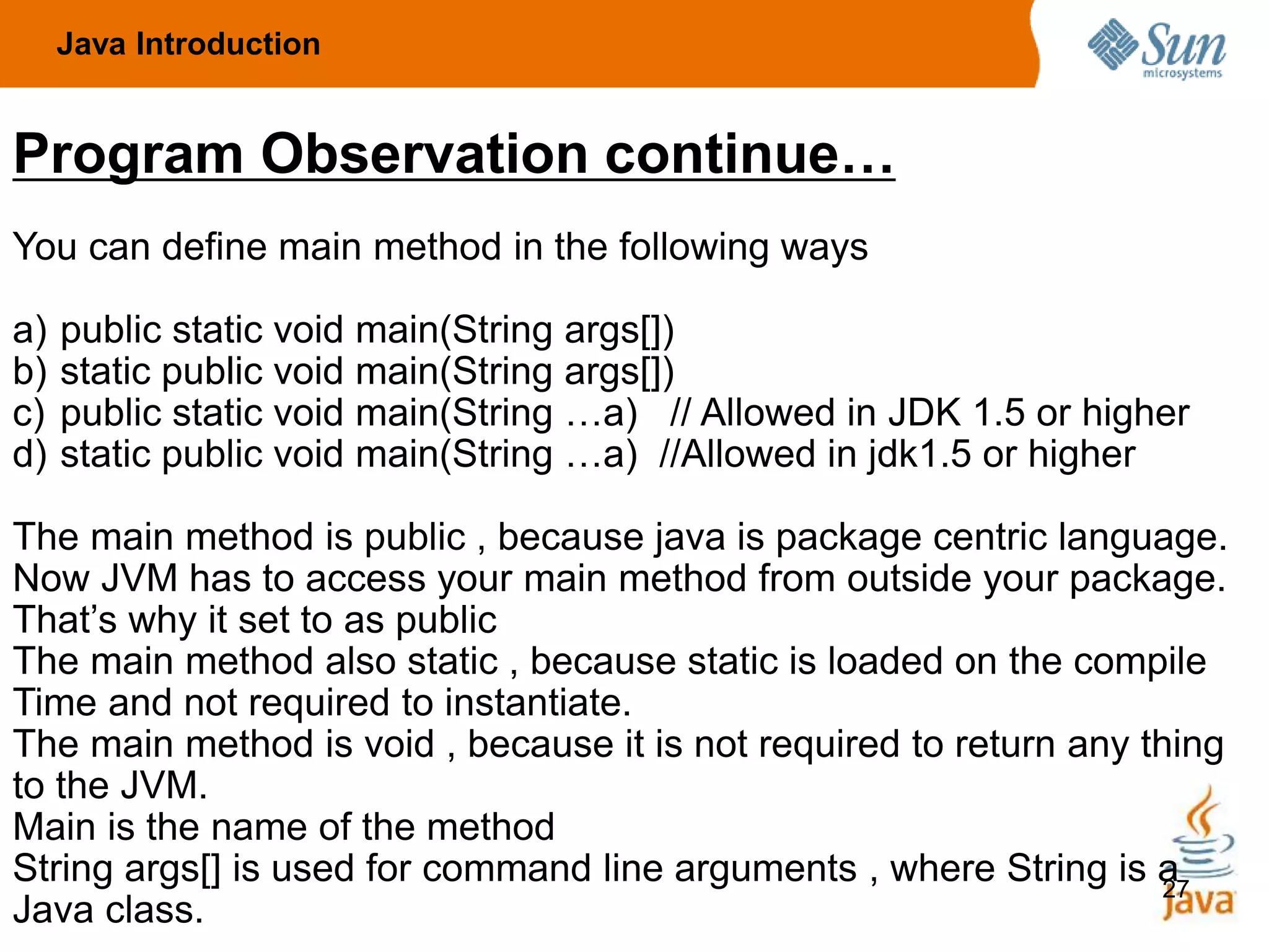 Introduction to java | PPTX