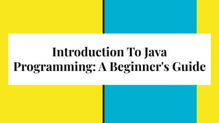 Introduction To Java
Programming: A Beginner's Guide
 
