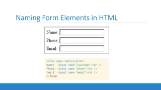 Naming Form Elements in HTML
 