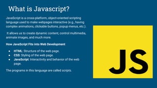 Introduction to Java script for web .pptx | Free Download