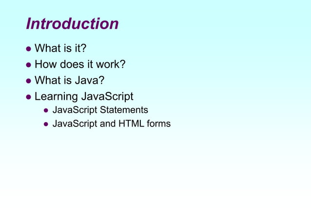 Introduction to JavaScript (1).ppt | Web Development | Internet
