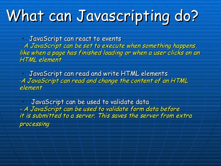 Introduction to Java Scripting