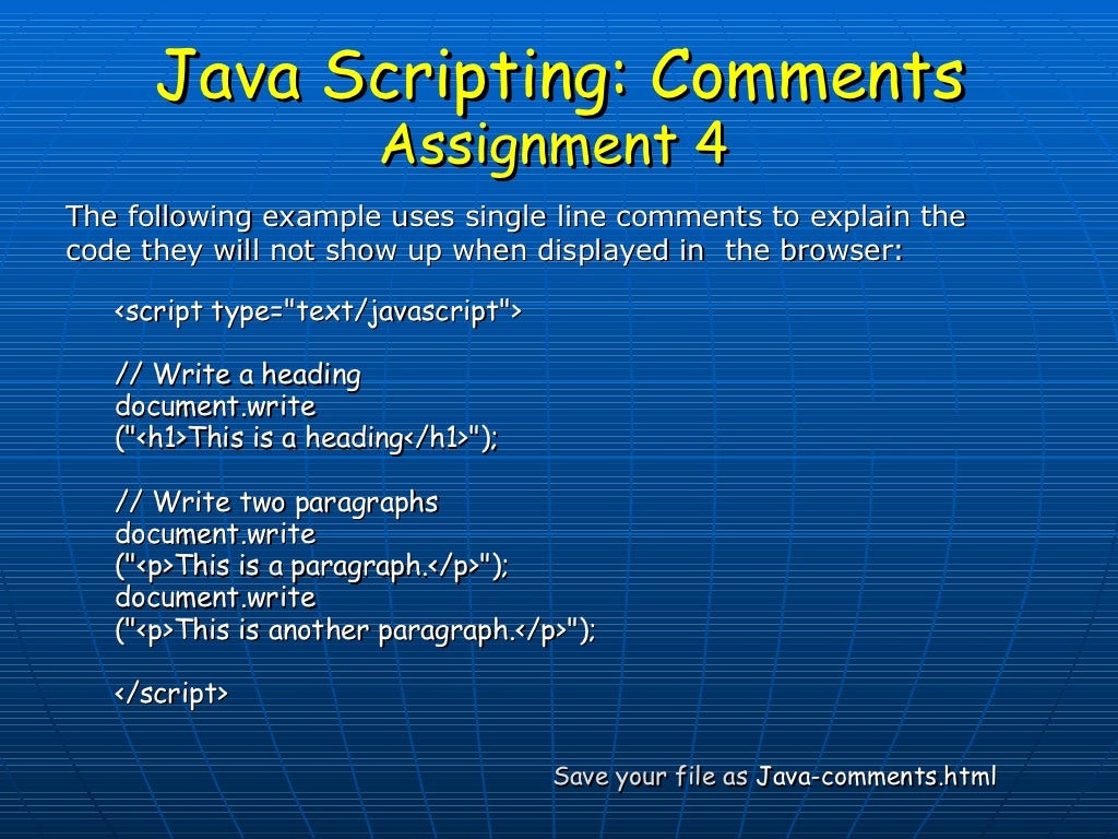 Introduction to Java Scripting