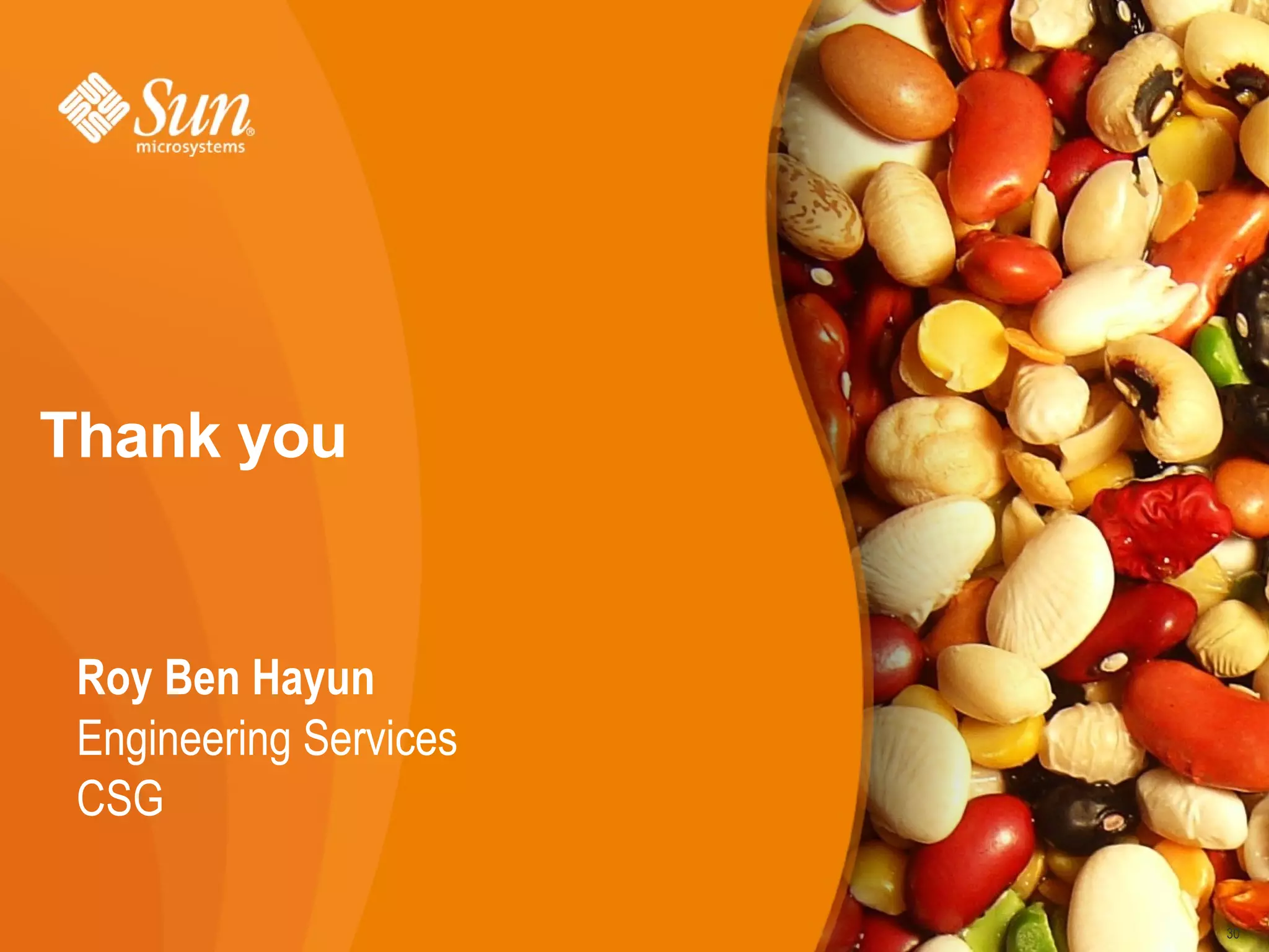 Thank you


 Roy Ben Hayun
 Engineering Services
 CSG

                        30
 