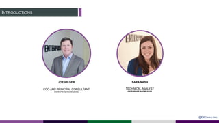 INTRODUCTIONS
SARA NASH
TECHNICAL ANALYST
ENTERPRISE KNOWLEDGE
JOE HILGER
COO AND PRINCIPAL CONSULTANT
ENTERPRISE KNOWLEDGE
@EKCONSULTING
 