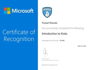 Prasad Shevate
Introduction to Kodu
30 MIN
NOV 15, 2017
 