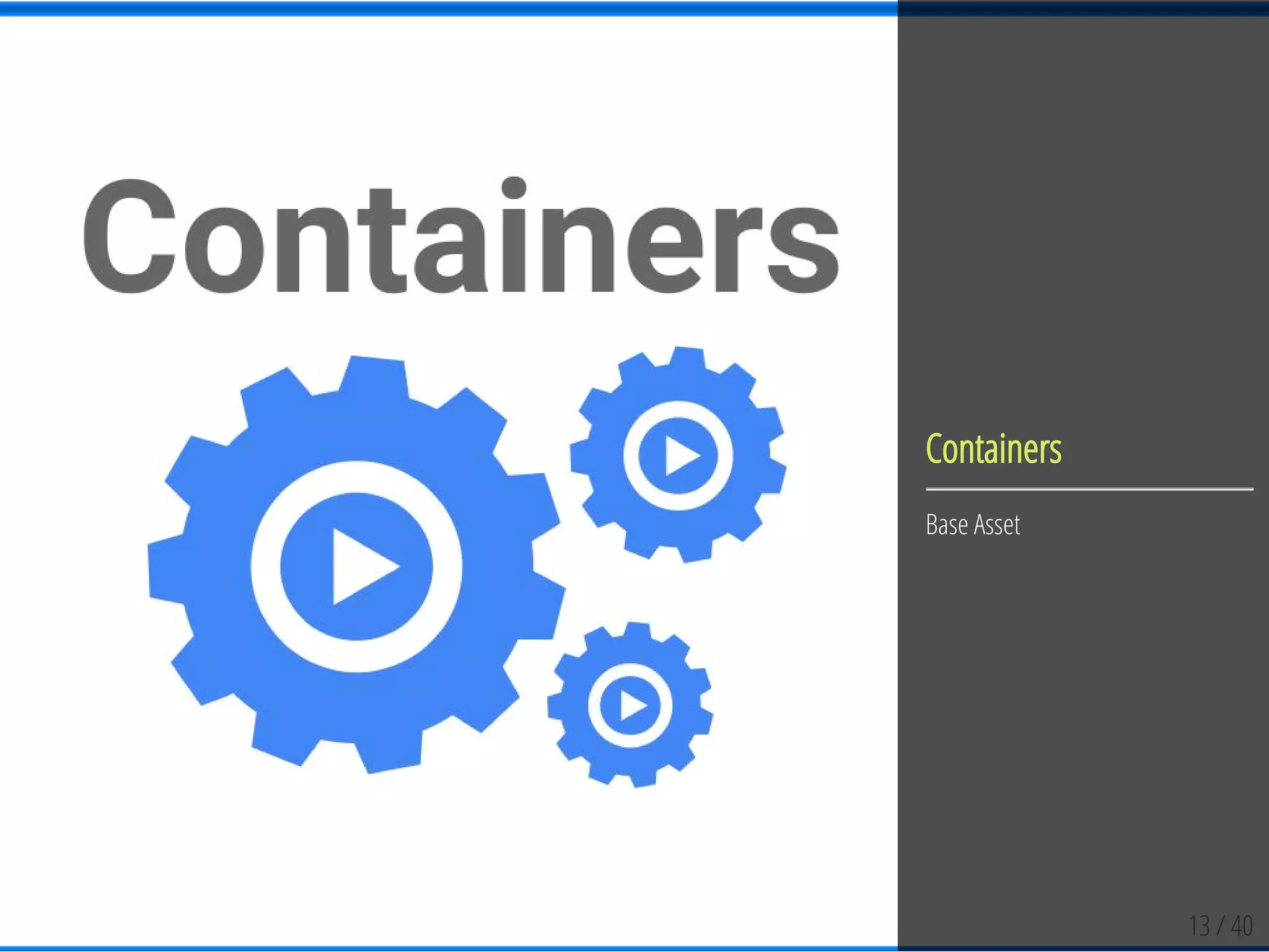13 / 40
Containers
Base Asset
 