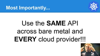 Most Importantly...
Use the SAME API
across bare metal and
EVERY cloud provider!!!
 