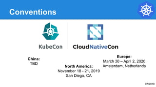 Conventions
Europe:
March 30 – April 2, 2020
Amsterdam, Netherlands
China:
TBD
North America:
November 18 - 21, 2019
San Diego, CA
07/2019
 