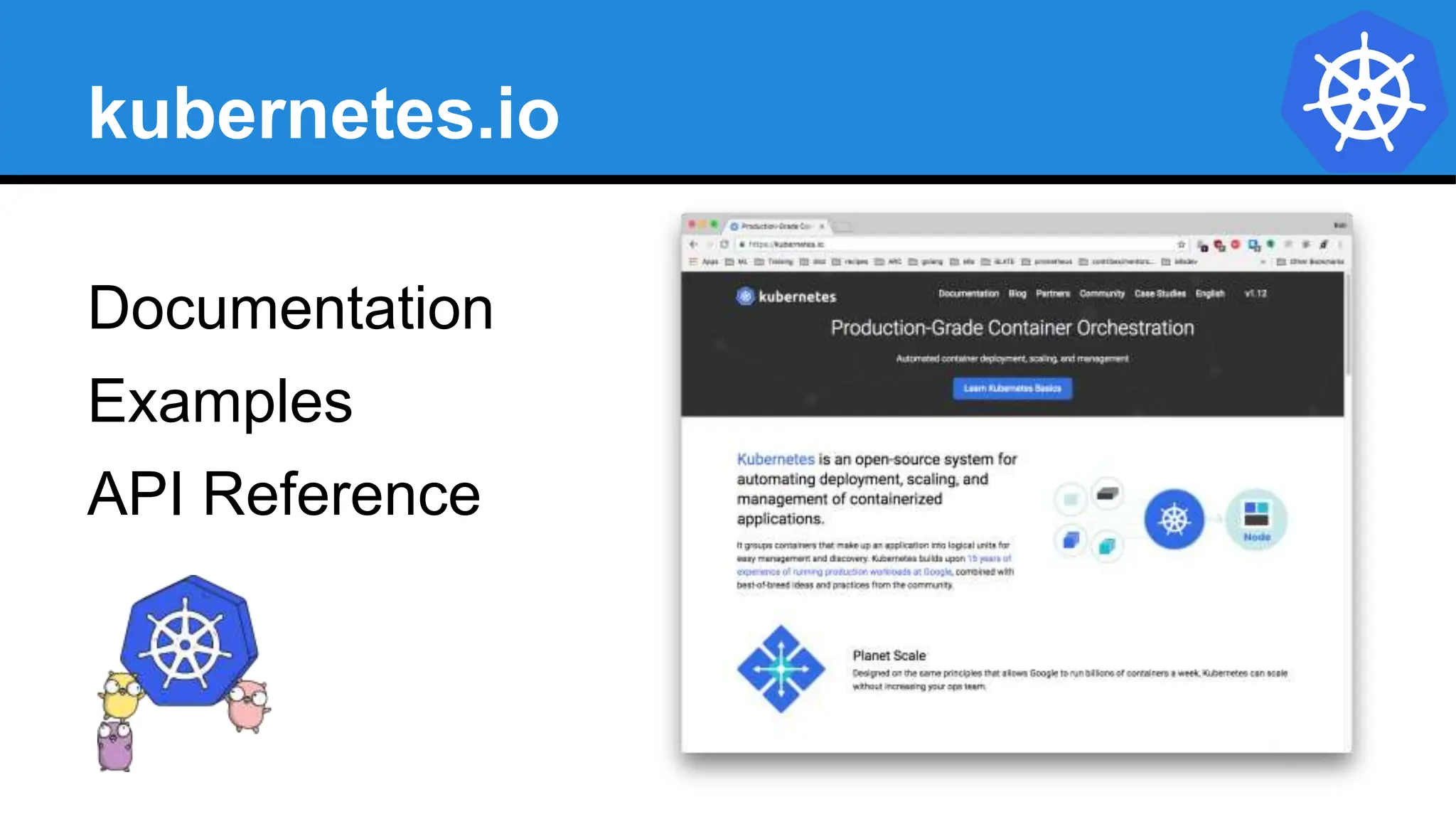 kubernetes.io
Documentation
Examples
API Reference
 