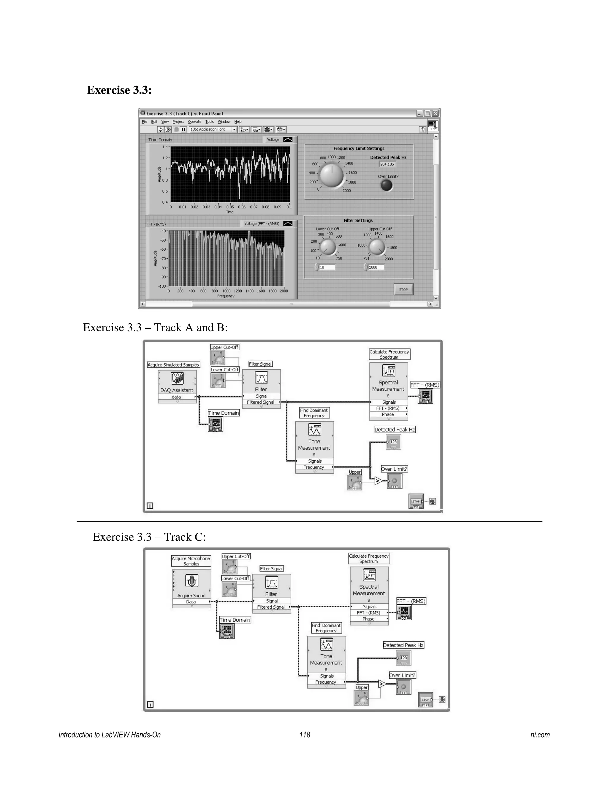 Exercise 3.3:
Exercise 3.3 – Track A and B:
Exercise 3.3 – Track C:
Introduction to LabVIEW Hands-On 118 ni.com
 