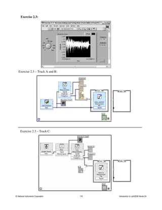 Exercise 2.3:
Exercise 2.3 – Track C:
Exercise 2.3 – Track A and B:
© National Instruments Corporation 115 Introduction to LabVIEW Hands-On
 
