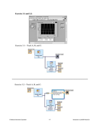 Exercise 3.1 and 3.2:
Exercise 3.2 – Track A, B, and C:
Exercise 3.1 – Track A, B, and C:
© National Instruments Corporation 117 Introduction to LabVIEW Hands-On
 