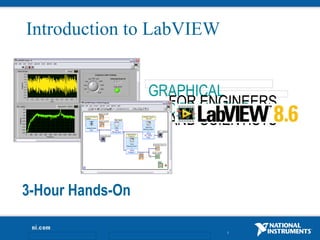 Introduction to LabVIEW


                                   GRAPHICAL
                                     FOR ENGINEERS
                                   PROGRAMMING
Place Presenter Information Here     AND SCIENTISTS



3-Hour Hands-On

                                            1
 