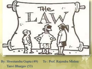 By: Shwetanshu Gupta (49) To : Prof. Rajendra Mishra
Tanvi Bhargav (53)
 