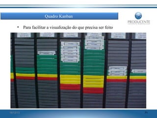 Quadro Kanban
•

16/12/13

Para facilitar a visualização do que precisa ser feito

71

 