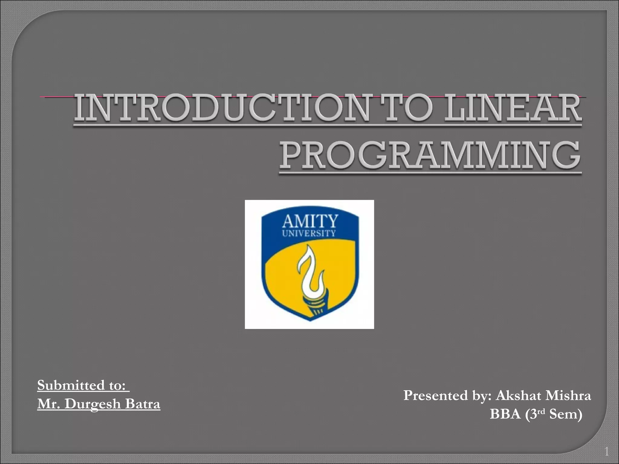 Introduction to linear programming | PPT