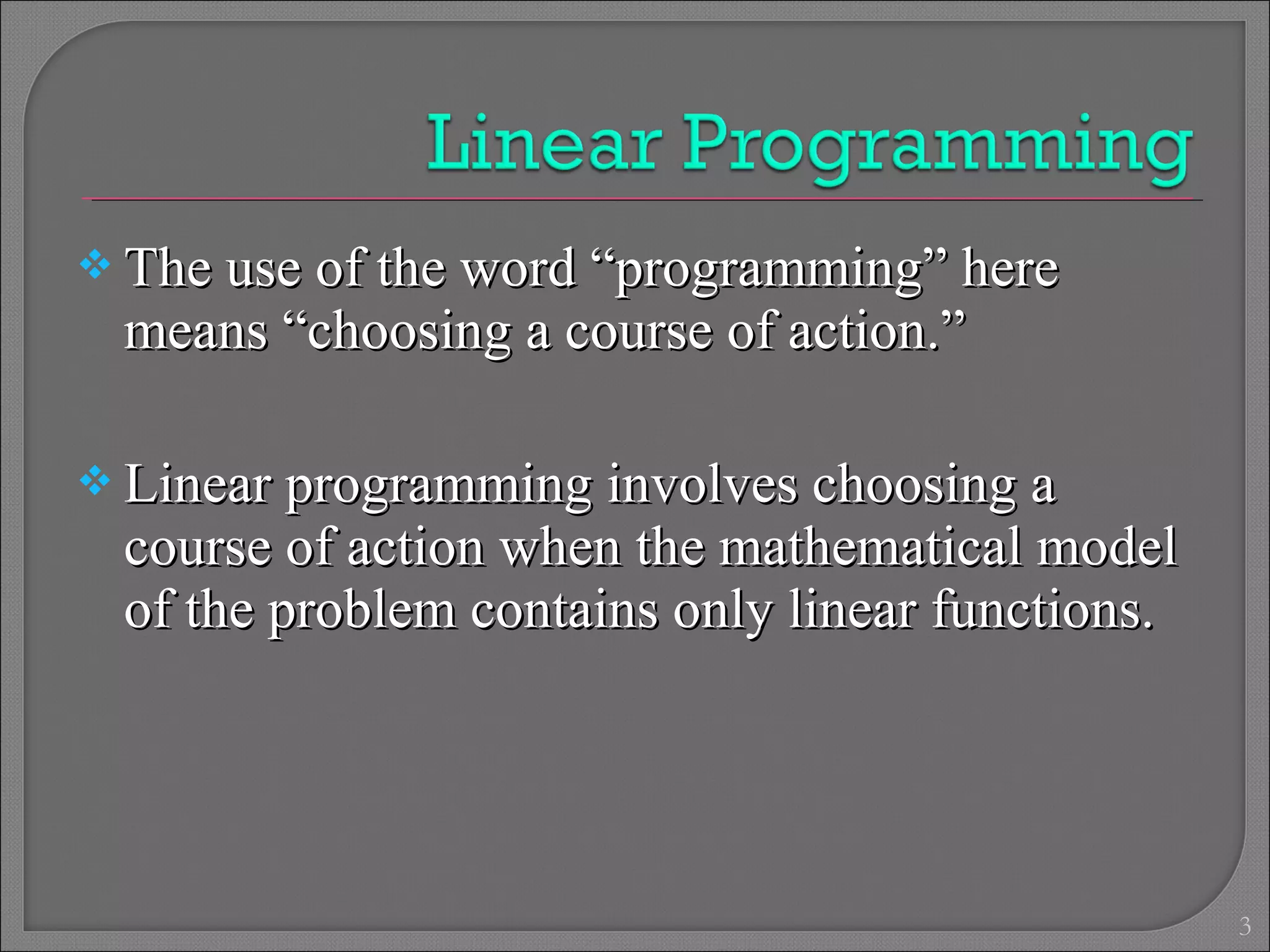 Introduction to linear programming | PPT