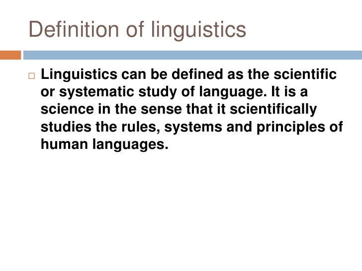 Introduction to linguistics lec 1