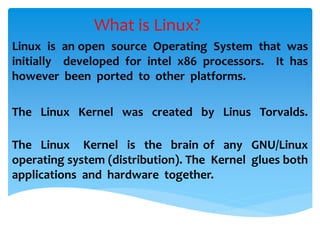 An Introduction to Linux. Linux is an operating system (a…, by ThadT