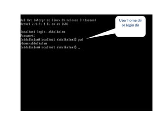 User login
User home dir
or login dir
 