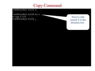 There is a file
named ‘a’ in the
directory test .
Copy Command
 