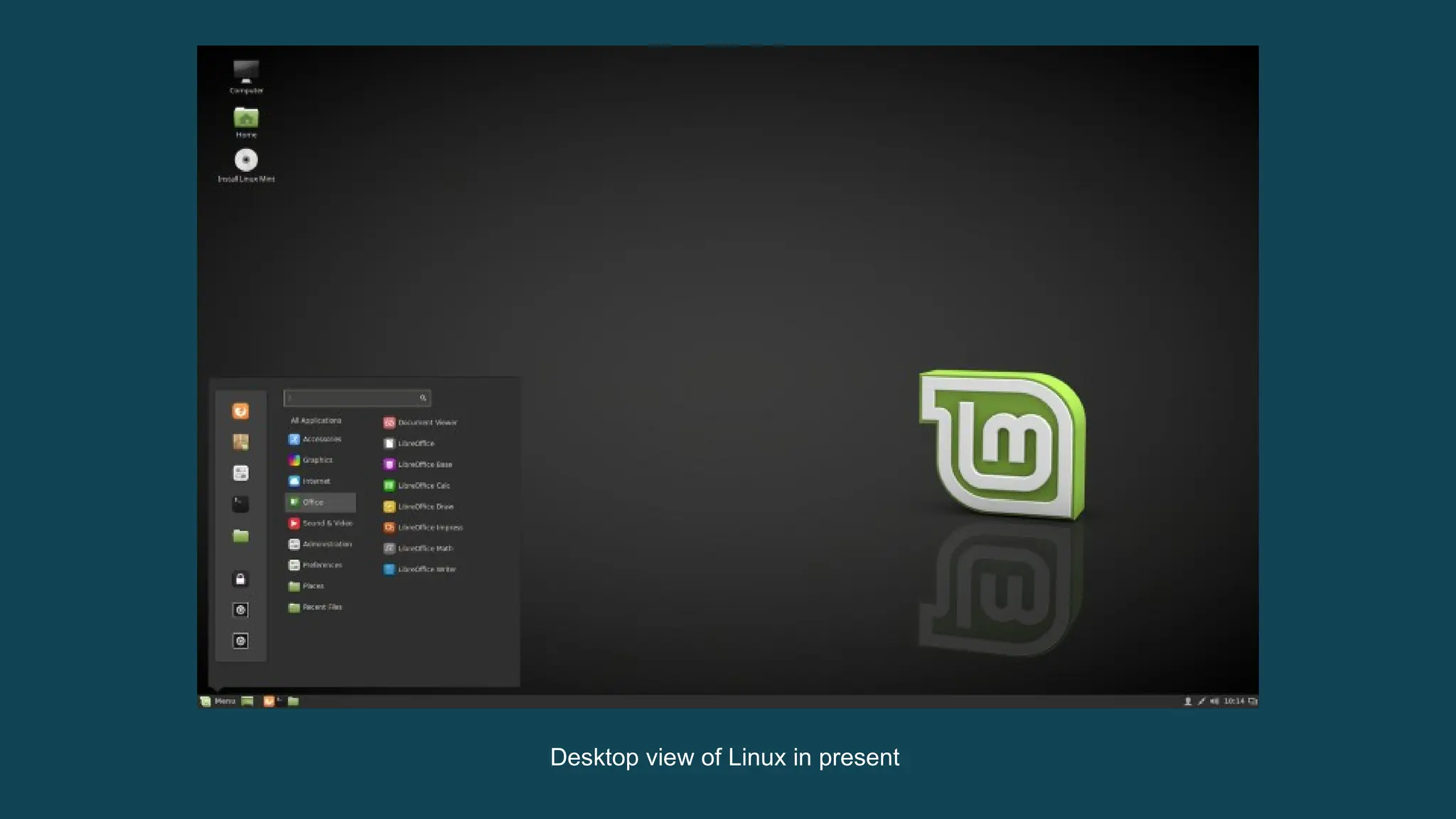 Desktop view of Linux in present 