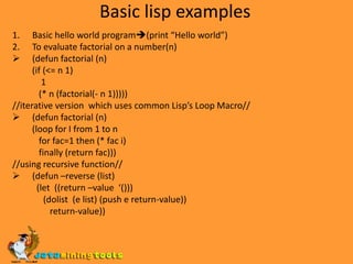 LISP: Introduction to lisp | PPTX
