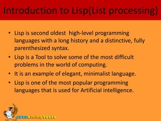 LISP: Introduction to lisp | PPT