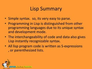 LISP: Introduction to lisp | PPT