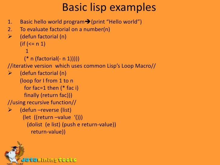Hello world program in lisp image