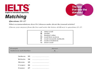 www.ielts.org
Matching
 