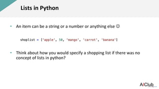 Introduction to lists | PPTX