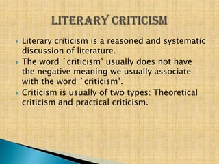 Introduction To Literarture And Literary Studies | PPTX