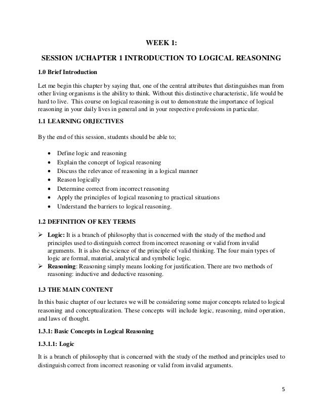 Introduction to logical reasoning