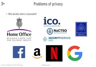 Strictly confidential © 2017 Arowana @ArowanaIns
Problems of privacy
• Who decides what is reasonable?
13
 