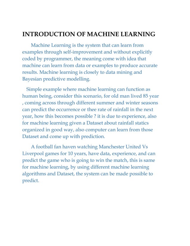 Introduction to machine learning | PDF