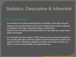 Descriptive Table Machine Learning Introduction to Machine Learning.pptx