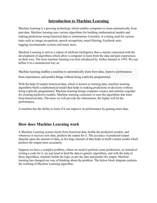 Introduction to Machine Learning for btech 7th sem | PDF