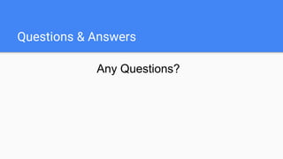 Questions & Answers
Any Questions?
 