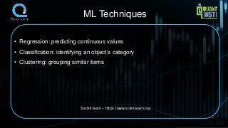 ORV2016
ML Techniques
FC2016
• Regression: predicting continuous values
• Classification: identifying an object’s category...